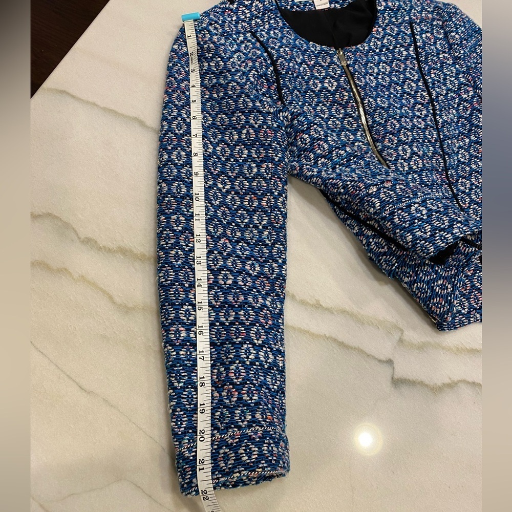 DVF Diane Von Furstenberg Jacket Size 6 Blue White Black Metallic - Picture 8 of 15